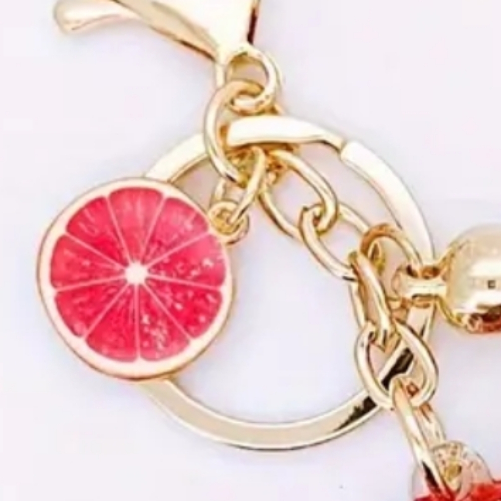 NEW! Resin Letter "B" Initial Keychain Purse 🎒 🚗 Charm w/ Fruit & Tassel - Picture 5 of 6
